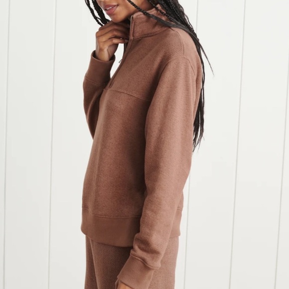 Jenni Kayne Half Zip Pullover Sweatshirt XS Neutral Brown - Picture 2 of 7